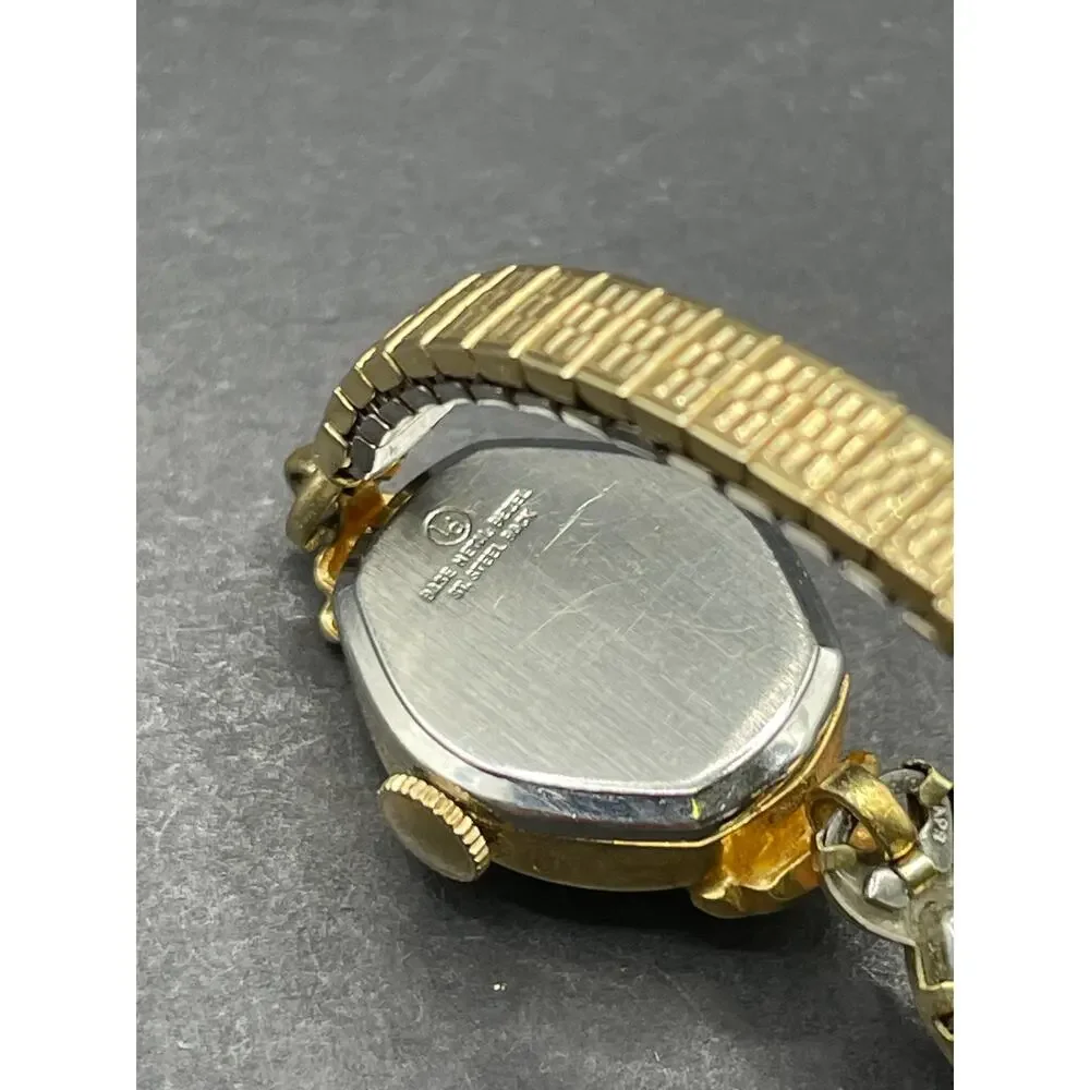 Vintage Paul Raynard 17J Womens Cocktail Watch Gold Tone Expansion Band 17mm